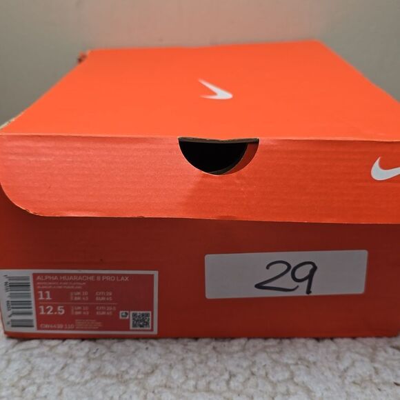 NIB Nike Men's Alpha Huarache8 Pro Lax Lacrosse Cleats Shoes White/Pure Platinum - Picture 11 of 11